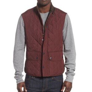 Barbour Lowerdale Quilted Gilet Vest XL Burgundy Burnt Orange Zip Lightweight